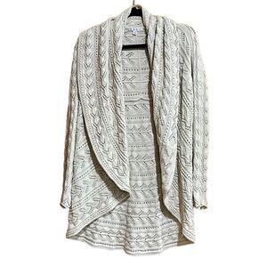 CAbi Cream Cotton Cable-Knit Cacoon Cardigan Sweater Size XS - EUC